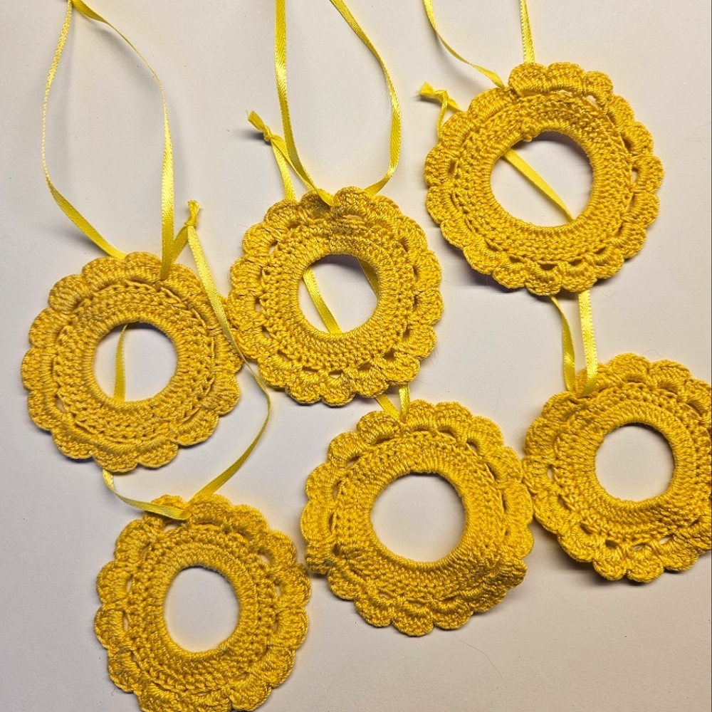 Yellow Crocheted Decorations